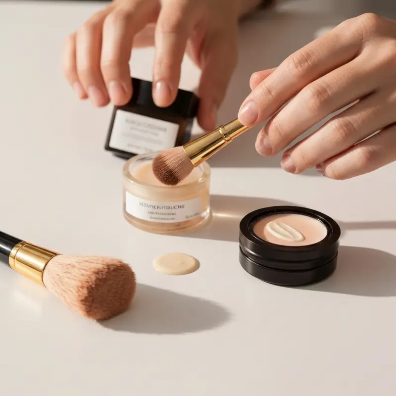 תקריב של יד המחזיקה בקבוקי שמפו ומרכך עדינים, מיועדים לטיפול בנשירת שיער אחרי לידה