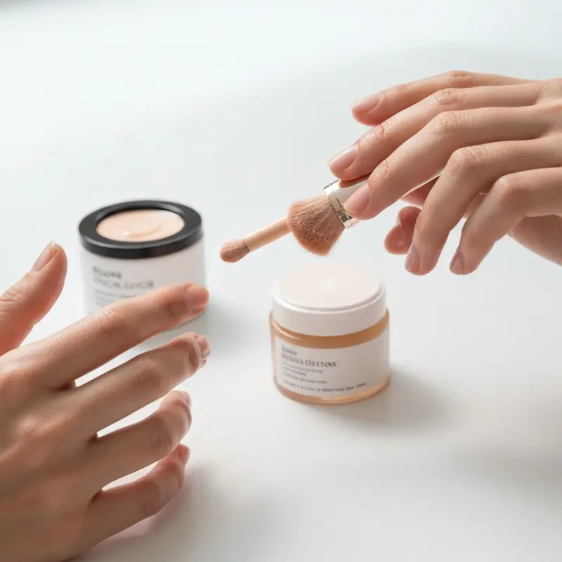 תקריב של יד המחזיקה סמארטפון המציג אפליקציית יופי עם ניסיון וירטואלי של גוון שפתון