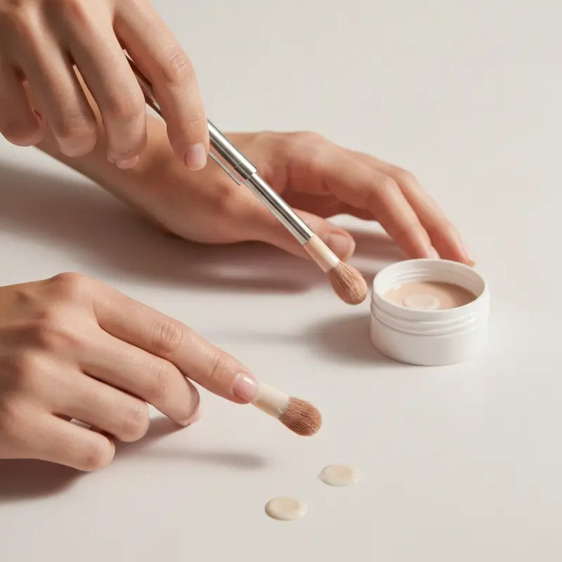 תקריב של ידיים המורחות שמן קוטיקולה על ציפורניים מטופחות לאחר מניקור