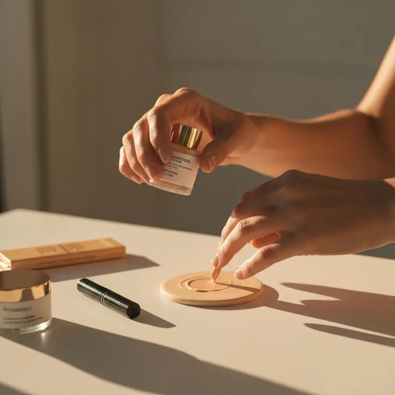 תקריב של ידיים מורחות סרום קליל על עור פנים נקי