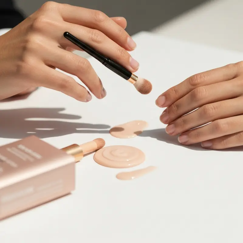 תקריב של ידיים עדינות מורחות סרום לחות על עור פנים חלק וזוהר, המגן מפני נזקי אוויר