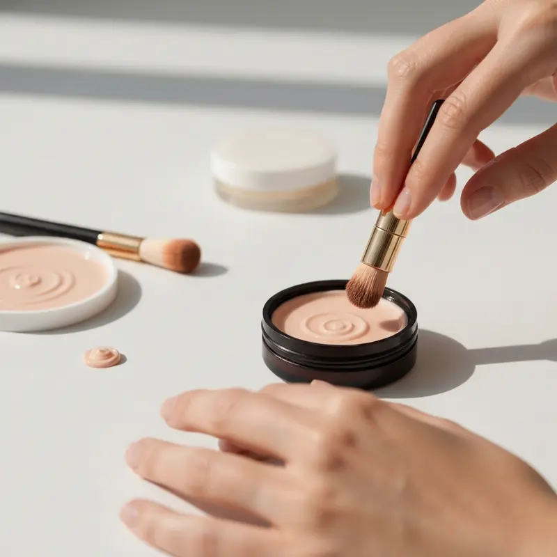 תקריב של ידיים עדינות מורחות סרום נוזלי על הפנים, מדגישות את תחושת המרקם כחלק מחושניות בטיפוח.