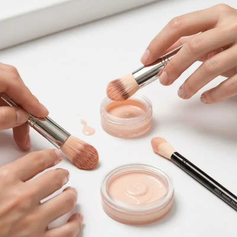 תקריב של מוצרי טיפוח קטנים, סרום וקרם הגנה, מונחים על משטח שיש בחדר אמבטיה של מלון