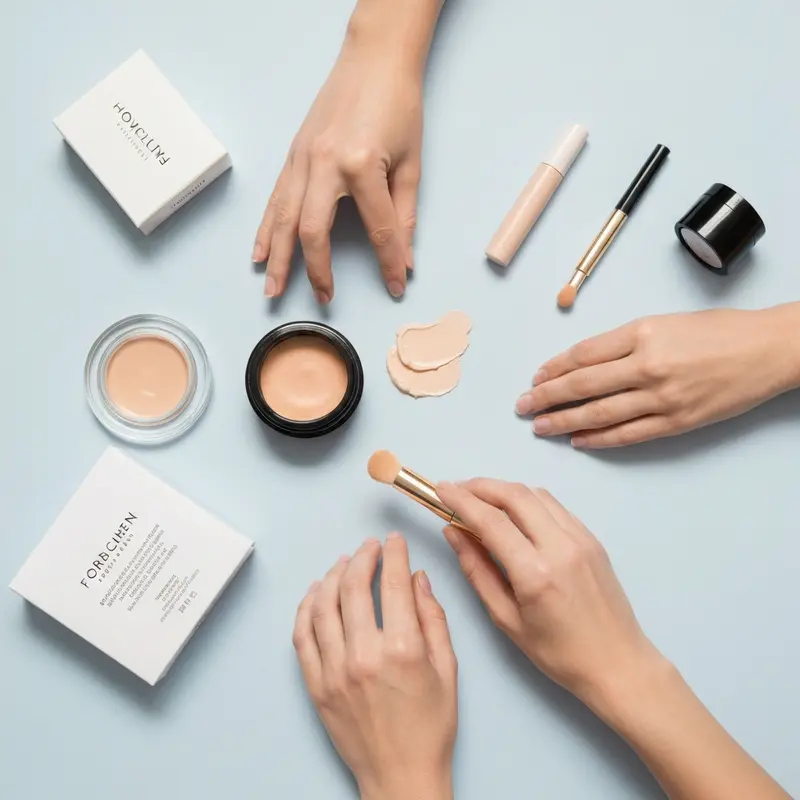 תקריב של מריחת פודרה עדינה על הפנים.