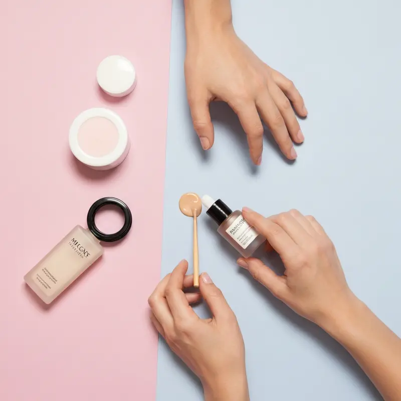 תקריב של מרקם קרם לחות חלק ויוקרתי נמרח על משיכת אצבע.