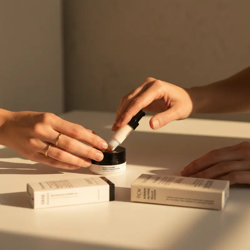 תקריב של מרקם קרם לחות מרגיע שנמרח על ידית יד עם עור רגיל