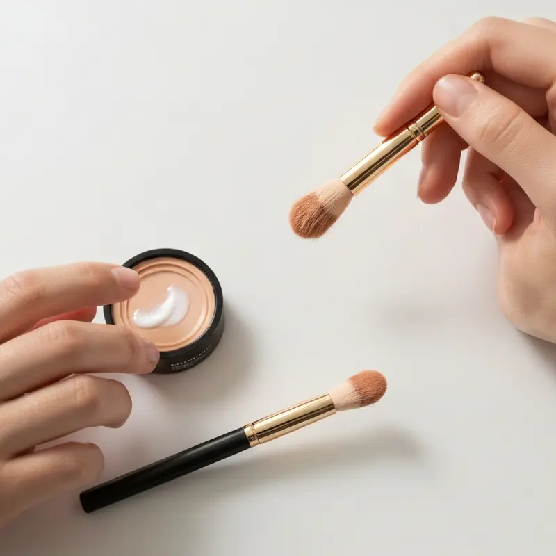 תקריב של סרום ויטמין C וחומצה היאלורונית על עור נקי, מייצרת אפקט זוהר