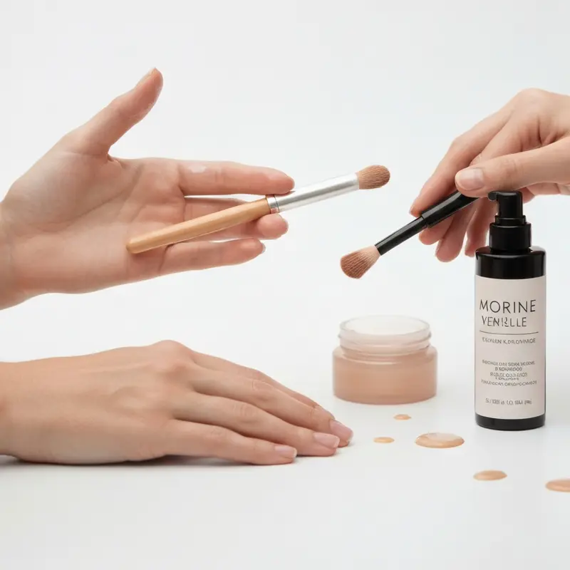 תקריב של קוביות קרח עטופות בבד רך על עור פנים נשי, מפחיתות נפיחות באזור הלחי.