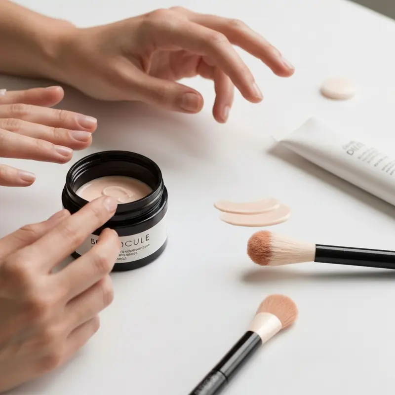 תקריב של שפתון לחות או סרום לשפתיים עם מרקם עשיר, המדגיש את חשיבות הטיפוח