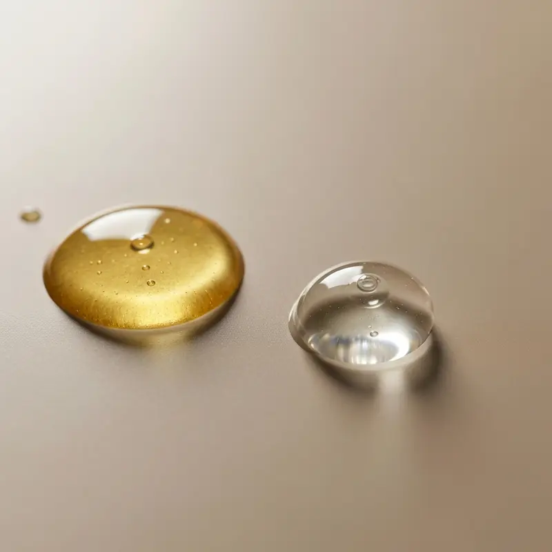 מרקם של שמן לשיער וסרום סיליקוני על רקע נקי