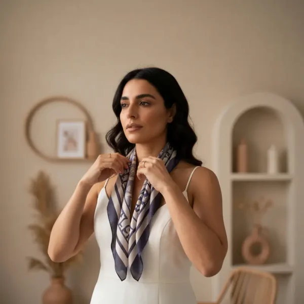 אישה זוהרת מאפרת את פניה למראה רענן, איפור עור בוגר.