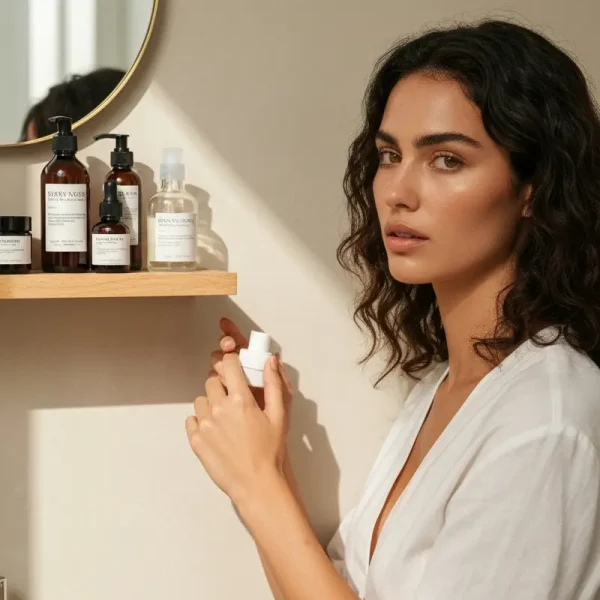 אישה ישראלית עם מוצרי מעבר לקוסמטיקה טבעית