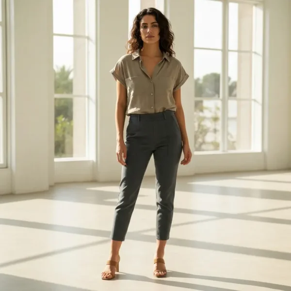 אישה ישראלית צעירה עם יציבה נכונה מראה זוהר