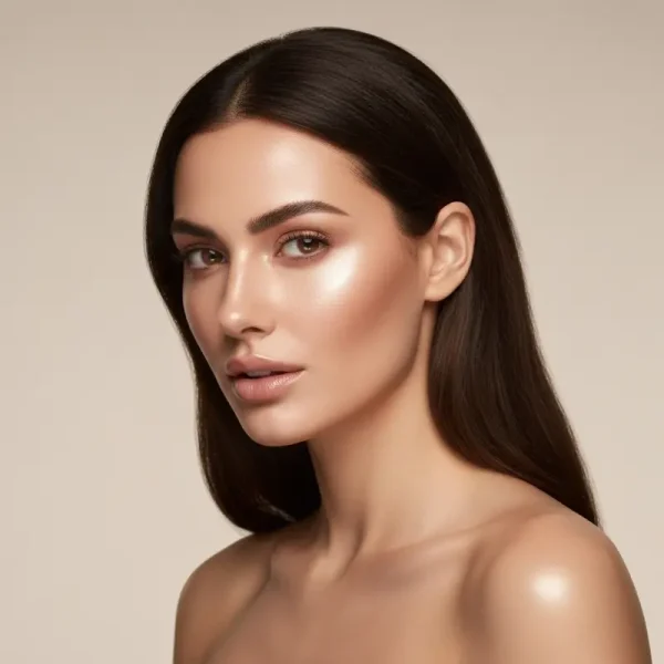 אישה מורחת איפור בגוונים המשקפים פסיכולוגיית צבע איפור, עם רקע נקי