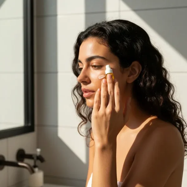 אישה מורחת סרום טבעי, מעבר לקוסמטיקה טבעית