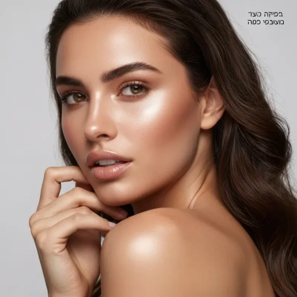 אישה מטופחת בעלת עור זוהר ושיער בריא, המדגימה את יתרונות תוספי יופי יעילים