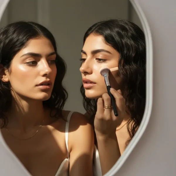 אישה מריחה הארות והצללות למתחילות בצורה טבעית