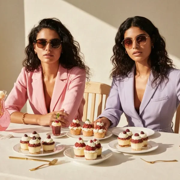 שולחן אירוח מעוצב עם קינוחי כוסות מהירים וצבעוניים